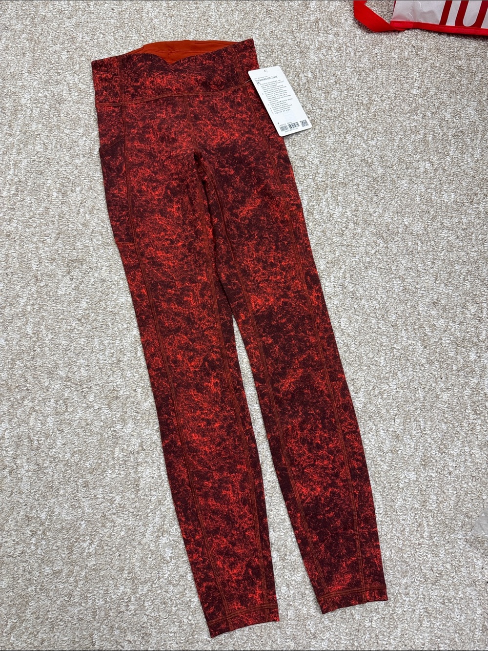 Lululemon Red Marble High-Waist Leggings 28”